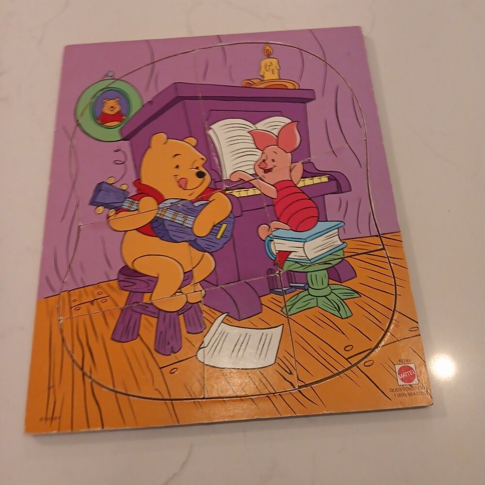 Vintage Mattel Disney Winnie the Pooh And Piglet Vintage Wooden Jigsaw Puzzle